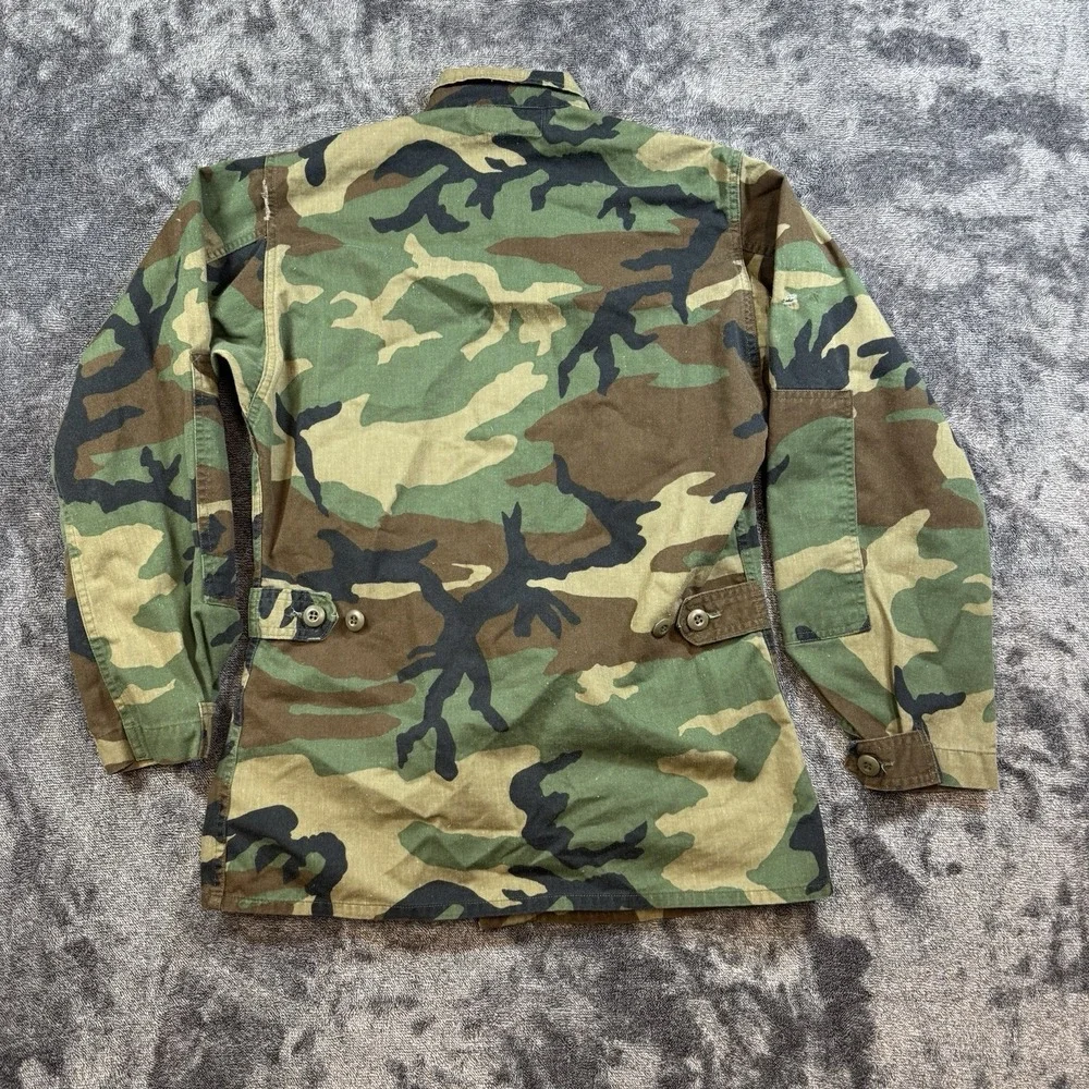 VTG US Army Coat Woodland Camo Combat Jacket BDU Extra Small Regular Military